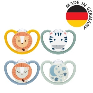 Suzete NUK Space Day Night 6-18 luni luminoase set 4 bucati design Zebra Leu silicon BPA-free - Img 7
