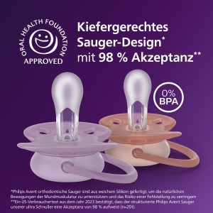Suzete Philips Avent Ultra Soft SCF09143 BPA-Free Silicon 6-18 luni Set 2 bucati - Img 3