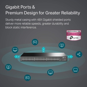 Switch Gigabit TP-Link TL-SG1048, 48 Porturi RJ-45, Rack-Montabil, Negru - Img 2