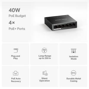 Switch PoE Mercusys MS106LP, 6 porturi, 4 porturi PoE, 40W buget PoE - Img 4