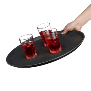 Tableta de Servire Relaxdays 2er Set, Runda 45 cm, Antiderapanta, Neagra - Img 6