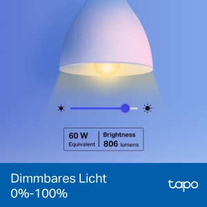 Tapo L530E, lampa LED inteligenta Wi-Fi, multicolora, reglabila, E27, 8.7W 806lm, compatibila cu Alexa si Google Home, 2 buc (1 buc) - Img 5
