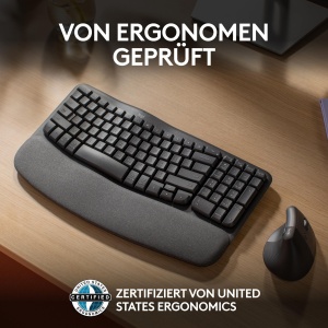 Tastatura ergonomica Logitech Wave Keys, wireless, cu suport pentru incheieturi, neagra - Img 6