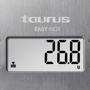 Taurus Easy Inox - Cantar digital de bucatarie | Capacitate de cantarire de 5 kg | Functie de flotabilitate | 4 senzori de precizie | Precis | Argintiu, 15 cm x 20 cm - Img 3