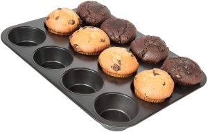 tava de copt antiaderenta wenco Muffin tin 12, poate fi spalata in masina de spalat vase, otel carbon - tava de briose pentru 12 briose - rezistenta la caldura pana la 220degC, neagra - Img 3