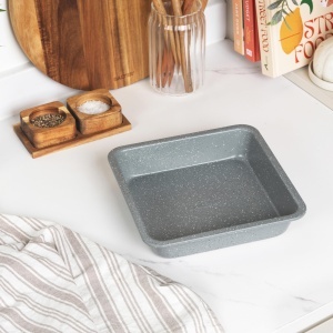 Tava de copt Salter Marblestone 23 cm, din otel carbon, antiaderenta, gri - Img 3
