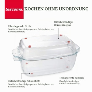 Tava de copt Tescoma GrandCHEF 40 x 26 cm, din sticla borosilicata - Img 3