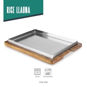Tava din otel inoxidabil Lacor 60831, 26 x 18 cm, cu baza din lemn de acacia - Img 4