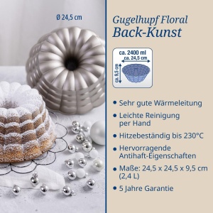 Tava Gugelhupf Floral Dr. Oetker 24,5 cm, 2400 ml, Antiaderenta - Img 3
