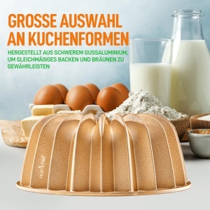 Tava Gugelhupf NutriChef 23 cm - Aluminiu cu Antiaderent, Design Elegant, 1.8L - Img 4