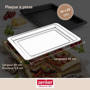 Tava patrata pentru pizza Zenker - Tava de copt premium 420 x 290 x 25 mm, garantie producator de 5 ani, Rezistent la caldura pana la 230degC, Acoperire antiaderenta de inalta calitate, Distributie optima a caldurii - Img 4