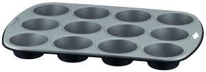 Tava pentru 12 Muffins Lagostina Gustosa, antiaderenta, 38 x 27 cm, neagra