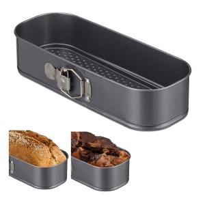 Tava pentru copt Relaxdays, Kastenform, 31 x 12 cm, antiaderenta, gri