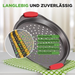 Tava pentru pizza NutriChef Pizzablech 3 piese, 24 cm, 28 cm si 33 cm, antiaderenta - Img 2