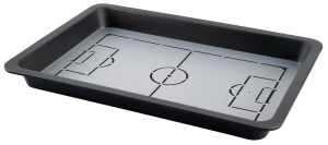 Tava Zenker Plum Cake cu sablon pentru teren de fotbal - Tava de copt premium pentru fanii sportului, 420 x 290 x 40 mm, rezistenta la caldura pana la 230degC, Negru