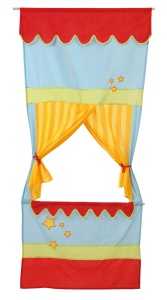 Teatru de papusi pentru usa Roba, 175x78 cm, cu perdele si bara de lemn