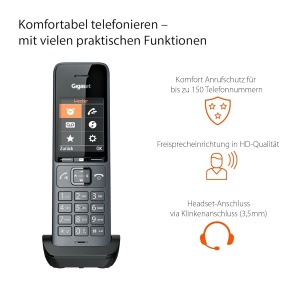 Telefon DECT Gigaset COMFORT 520HX cu ladeschala, design elegant, culoare titanium-negru - Img 4