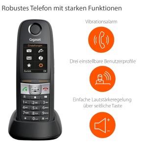 Telefon DECT Gigaset E630 - Robust, IP65, Vibratii, Negru - Img 4