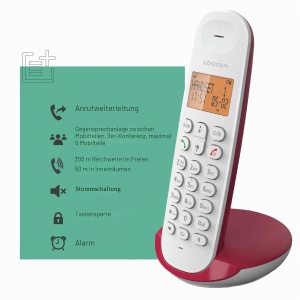 Telefon fix DECT Logicom ILOA 150, 4 linii, Freisprech, Culoare zmeura - Img 4