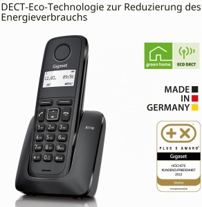 Telefon fix Gigaset A116, DECT, negru, cu display incorporat - Img 6