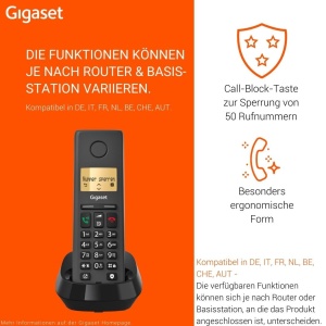 Telefon fix Gigaset Pure 220 Negru Call Block ECO DECT - Img 2