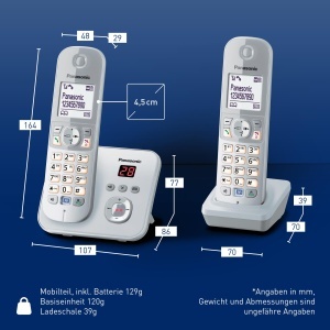 Telefon fix Panasonic KX-TG6822GS DECT cu raspuns automat perl-silver - Img 6