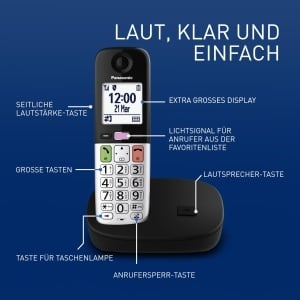 Telefon Panasonic KX-TGU410EXB Negru si Argintiu Display mare Compatibil cu aparate auditive - Img 2