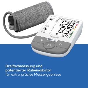 Tensiometru Beurer BM 53, fabricat in Europa, validat clinic, detectarea fibrilatiei atriale (AFib) pentru prevenirea accidentului vascular cerebral, cu indicator de risc, pentru circumferinta bratului de 22-42 cm, afisaj XL - Img 3