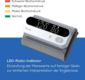 Tensiometru Beurer BM 59, manseta inovatoare fara tuburi si cabluri, indicator de risc LED, detectarea aritmiei, pentru circumferinta bratului de 22-42 cm, dispozitiv medical, cu conexiune la aplicatie - Img 3