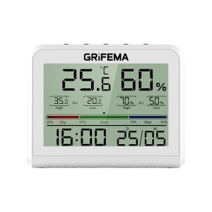 Termometru Higrometru Digital GRIFEMA GA2901, 3.6 inch, Alb