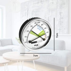 Termometru si Higrometru Analog TFA Dostmann Metal Cromat Compact Pentru Interior - Img 3
