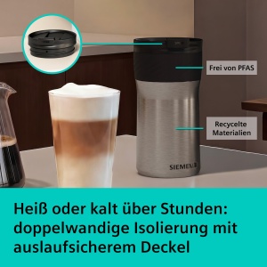 Termos cafea Siemens TZ40002, 480 ml, inoxnegru, izolare dubla - Img 4