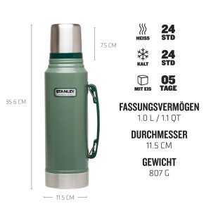 Termos cu vacuum Stanley 1913, 1L, din otel inoxidabil, BPA-free - Img 2