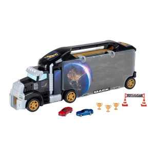 Theo Klein 3500 Mack Collective Box Truck cu rampa de plecare integrata | 26 compartimente de depozitare | Rampa pentru curse cool | Dimensiuni: 62,9 cm x 12 cm x 23,6 cm | Jucarii pentru copii de la 3 ani