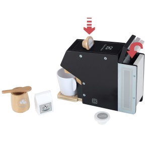 Theo Klein 7401 Electrolux Aparat de cafea, lemn | Incl. cana, capsule, lapte si zahar | Accesorii pentru bucatarii pentru copii si de joaca | Dimensiuni: 19 cm x 5,5 cm x 14 cm | Jucarii pentru copii de la 3 ani - Img 2