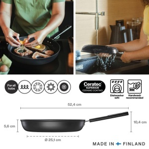 Tigaie antiaderenta Fiskars Hard Face, 30 cm, Negru - Img 2