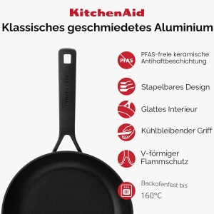 Tigaie antiaderenta Kitchenaid Classic 28 cm - Aluminiu, Ergonomica, Inductie - Img 4
