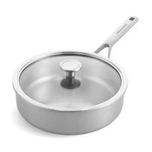 Tigaie din inox KitchenAid MultiPly 24 cm, 3.10 L, cu capac din sticla