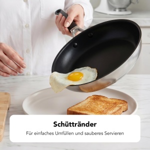 Tigaie din otel inoxidabil KitchenAid 24 cm - Inductie, antiaderenta, ergonomica - Img 4