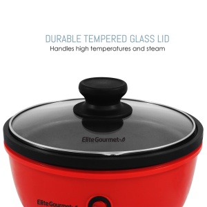 Tigaie electrica Elite Gourmet EGL-6101, 21.6 cm, 650 W, antiaderenta, rosie - Img 5