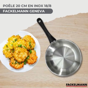 Tigaie Fackelmann Geneva 20 cm Otel Inoxidabil Compatibila Inductie Fara PFAS - Img 2