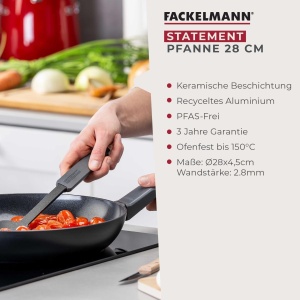 Tigaie Fackelmann Statement 28cm Aluminiu Recycled Antiaderenta Inductie - Img 3