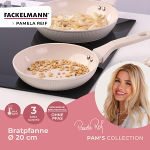 Tigaie Fackelmann x Pamela Reif 20 cm Aluminiu reciclat Beige pastel Acoperire ceramica fara PFAS - Img 2