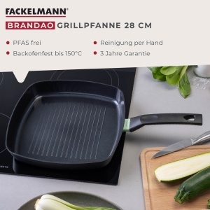 Tigaie grill Fackelmann Brandao 26 cm aluminiu reciclat strat ceramic fara PFAS compatibila inductie - Img 3