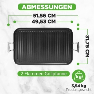 Tigaie Grill Nutrichef 56x32 cm cu Rillen, Antiadherenta, pentru Gaz, Electric si Inductie - Img 2