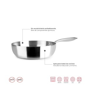 Tigaie IBILI Honda, 24 cm, inox, inductie, fara antiaderent - Img 2