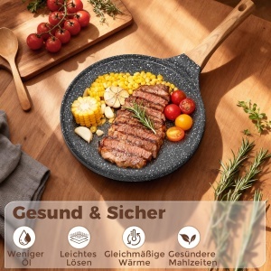 Tigaie YASHE 26cm pentru clatite antiaderenta compatibila cu inductie cu spatula din lemn - Img 3