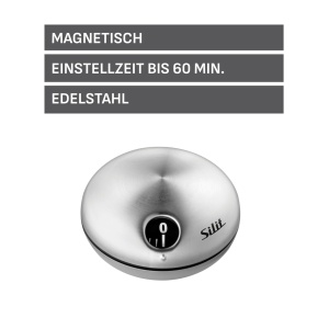 Timer de bucatarie Silit Puk, cu magnet, din otel inoxidabil, max 60 minute - Img 2