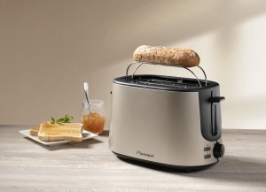 Toaster Bestron ATS1000SAT 1000W 7 trepte rumenire cu tava pentru firimituri Hellbeige - Img 2