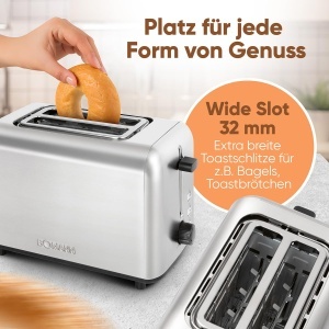 Toaster Bomann TA 6080 CB 2 felii inox fante extra late functie de dezghetare - Img 3